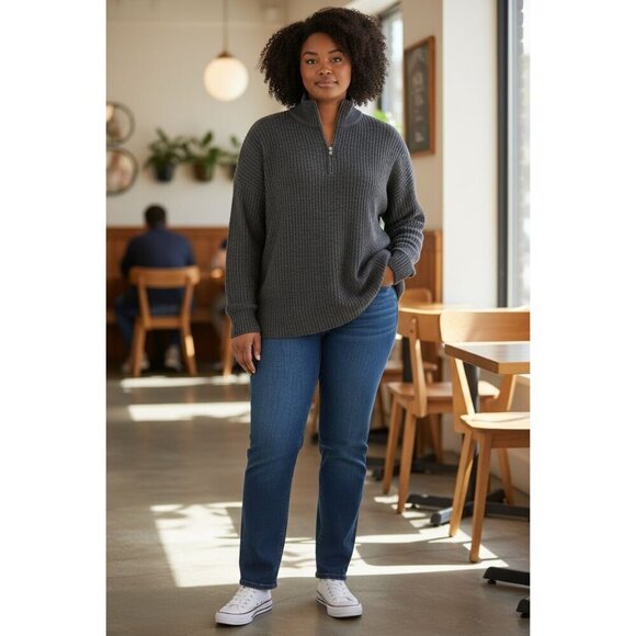 torrid Sweaters - Torrid Relaxed Super Soft Rib Quarter Zip Sweatshirt dark gray size 3X